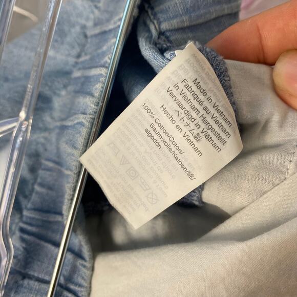 Madewell Chambray Pull On Shorts Elastic‎ Waist Blue Cotton l0048 Summer Small - Picture 9 of 9